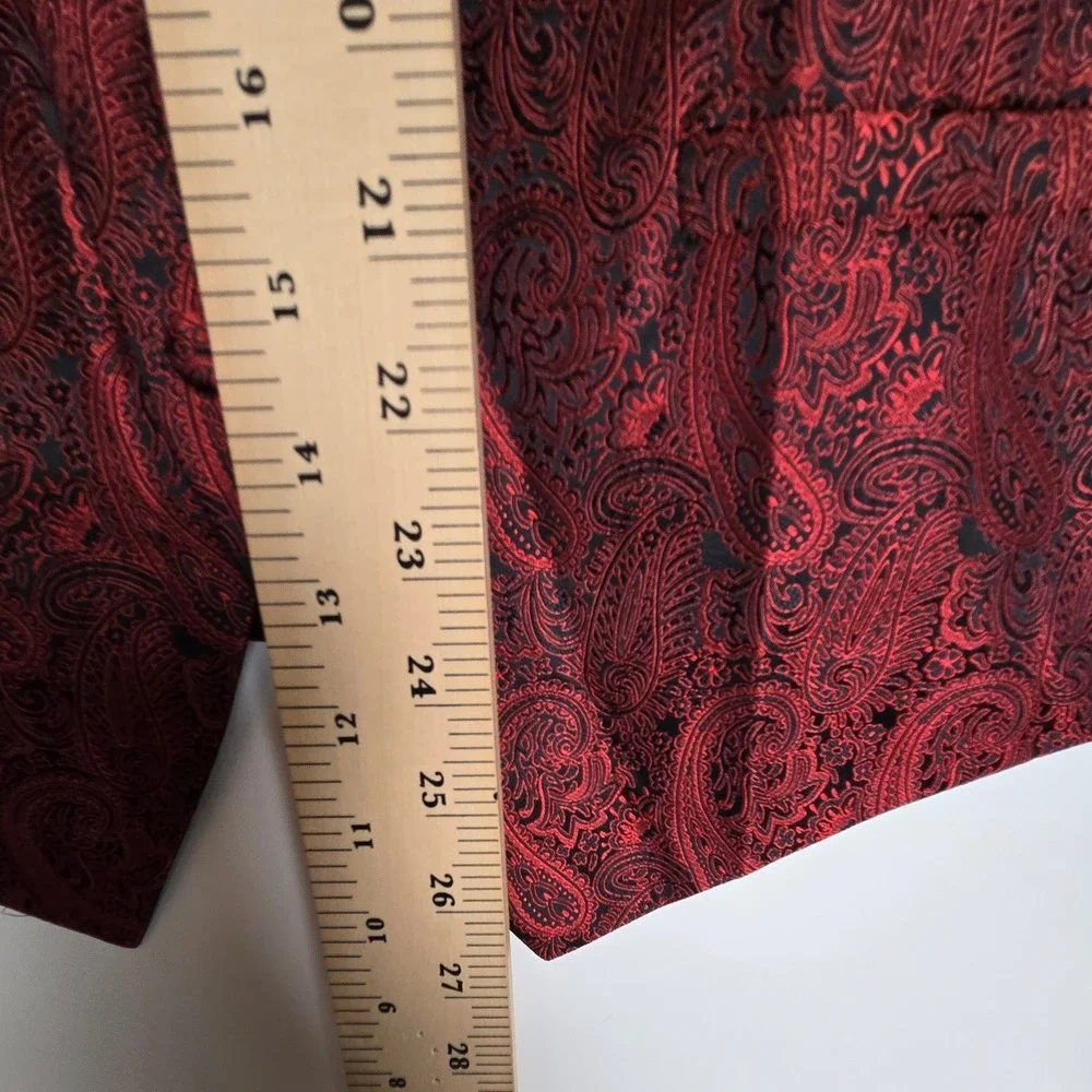 Epoint Men's Red Black Paisley Jacquard Formal Suit Vest Waistcoat Size L